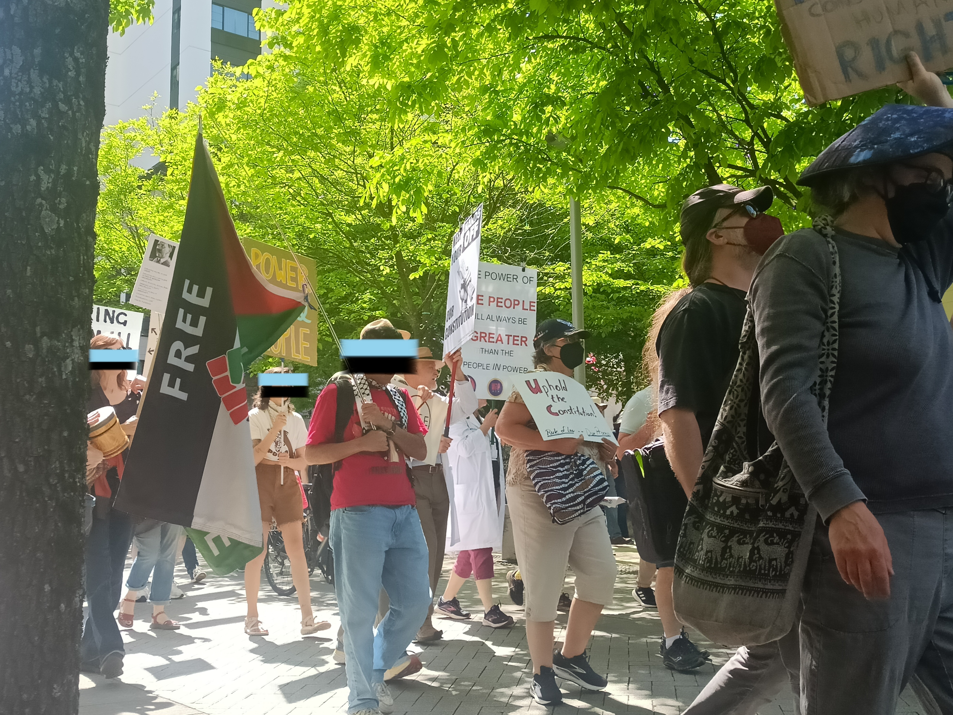 Unidentified Protestor Waving a Palestinian flag